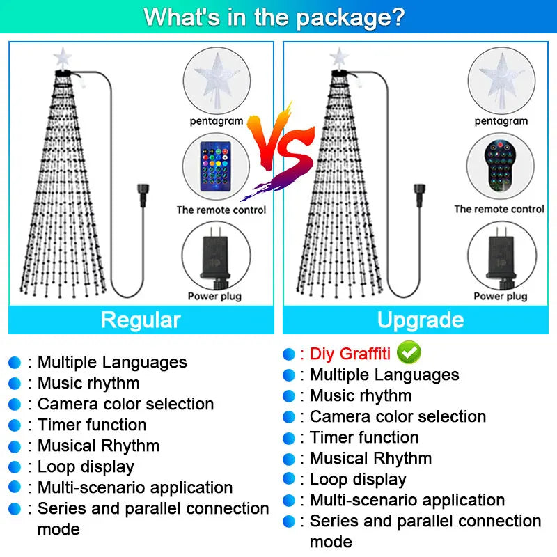 Árvore de Natal Inteligente de 2,1 m com 400 LEDs, Luzes de Natal