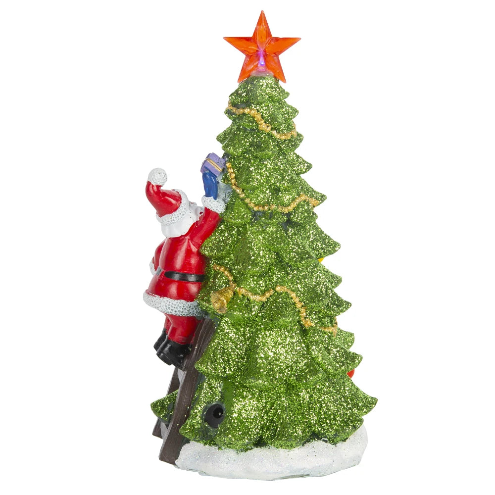 Árvore de Natal iluminada por LED com estatueta do Papai Noel