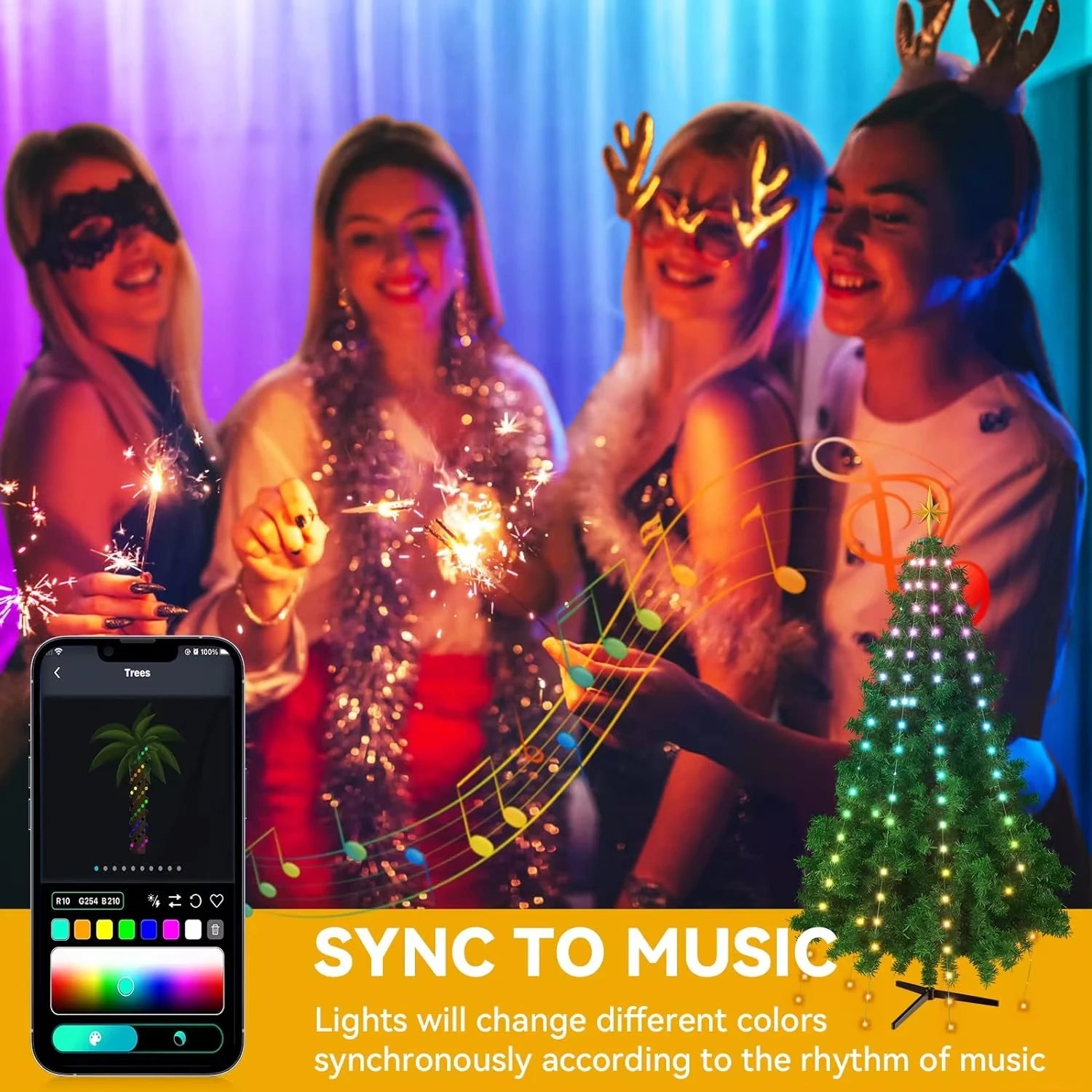 Árvore de Natal Inteligente de 2,1 m com 400 LEDs, Luzes de Natal